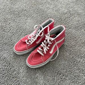 Vans Pink Suede High-Tops with White Details